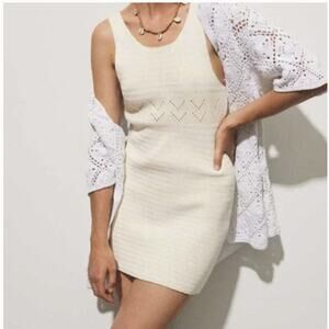 NEW Maurie + Eve Womens Ivory Knit Bodycon Mini Dress Cotton 6 Sculpted Neutral